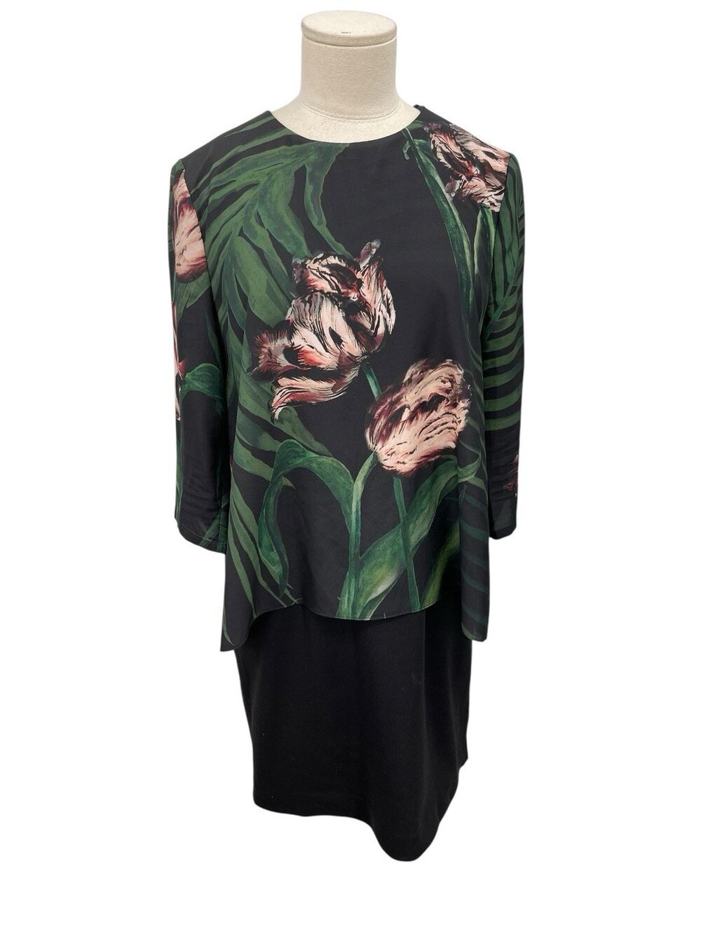Ted Baker Danetta Palm Floral Layered Tunic Dress Size 2 US 6
